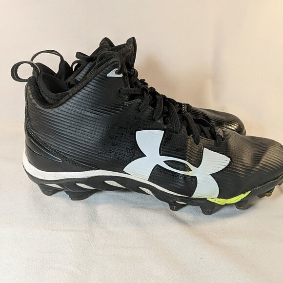 Under Armour Spine Fierce MC Black Mens 10 Football Cleats 1269740-001 White UA - Picture 5 of 15